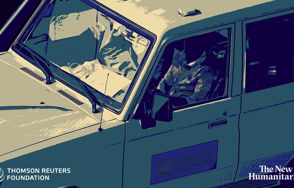 Illustration d’un artiste basée sur une photo d’un véhicule utilisé lors de l’épidémie d’Ebola au Congo