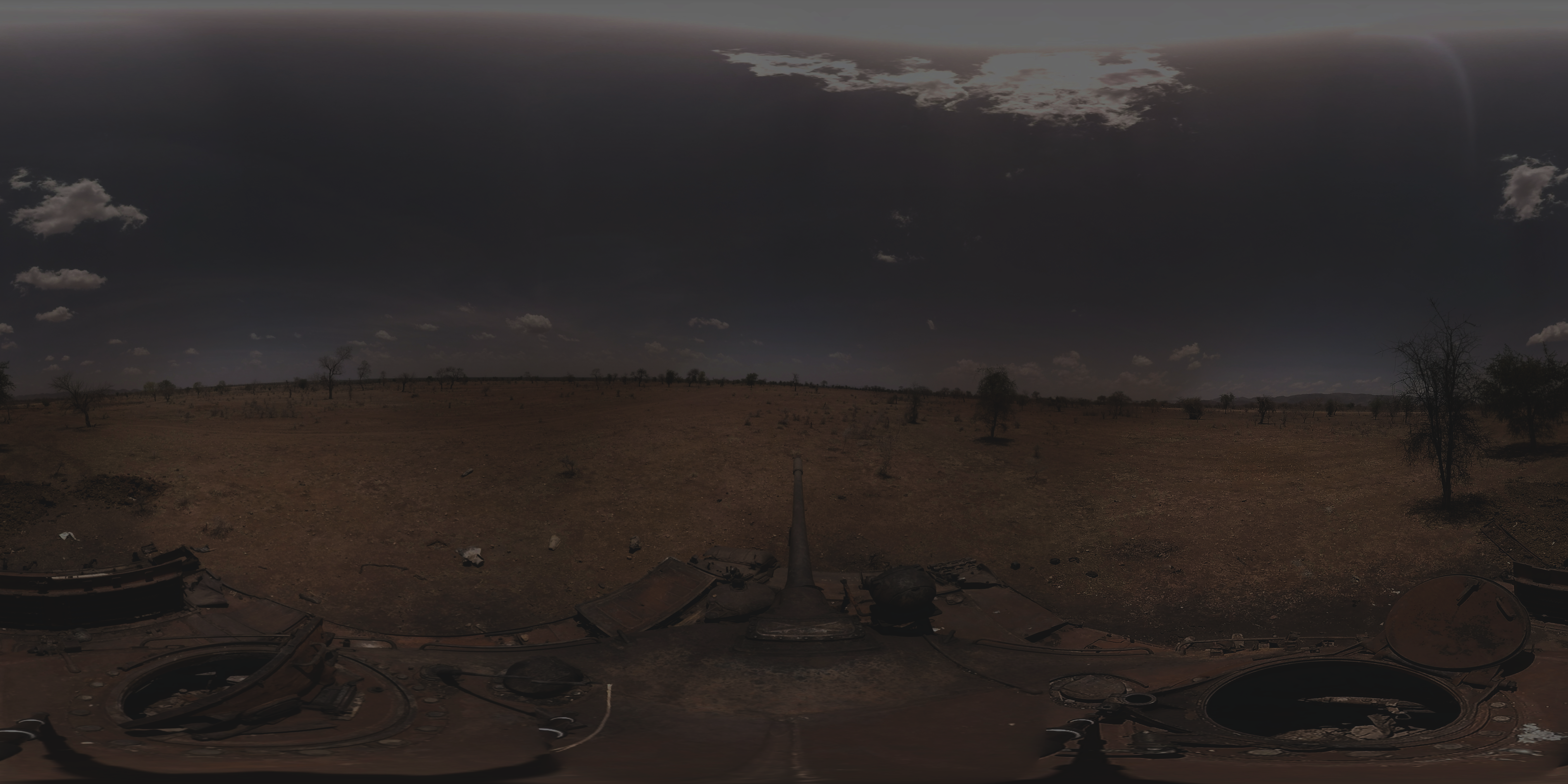 A military tank abandoned in the Nuba mountains region of Sudan