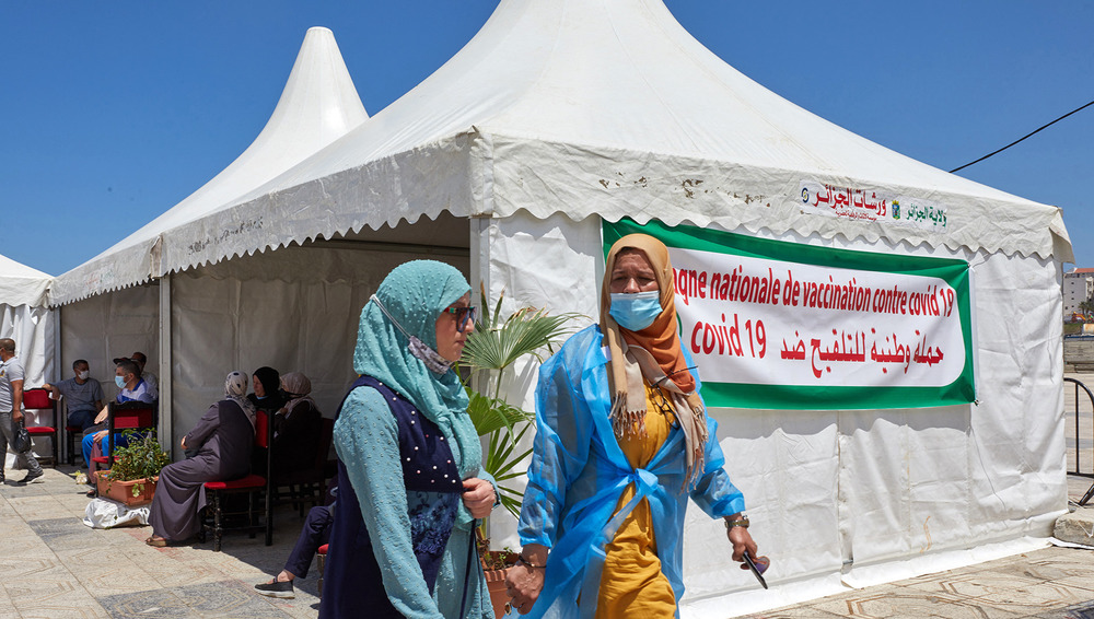 A public vaccination campaign in the Algerian capital of Algiers on 7 June 2021.