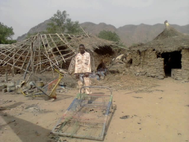 Huts belonging to residents of Taludi, South Kordofan turned into ashes after fighting erupted between Sudan's military and rebels on Saturday