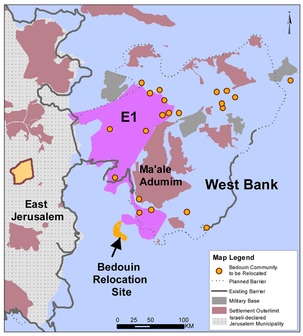 Inside the E-1 Israeli settlement Settlements in Jerusalem - <a href="http://www.irinnews.org/pdf/E1_Jerusalem_Map.pdf" target="_blank">View larger version of map here</a>