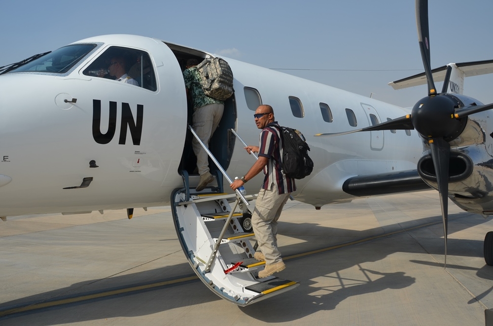 A UN flight takes aid workers from Baghdad to Erbil in Iraq
