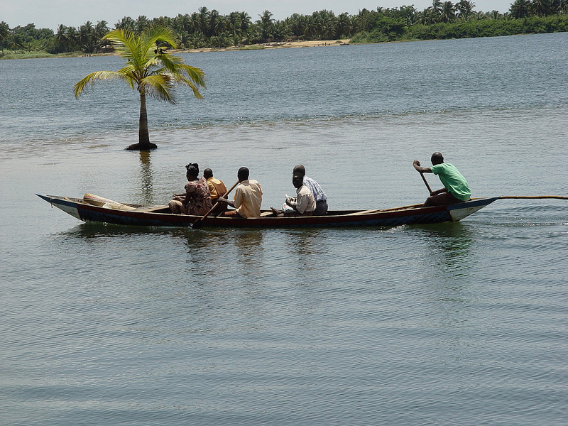 A boat ride on Volta River. Researchers predict a drastic water loss by 2100 due climate change 