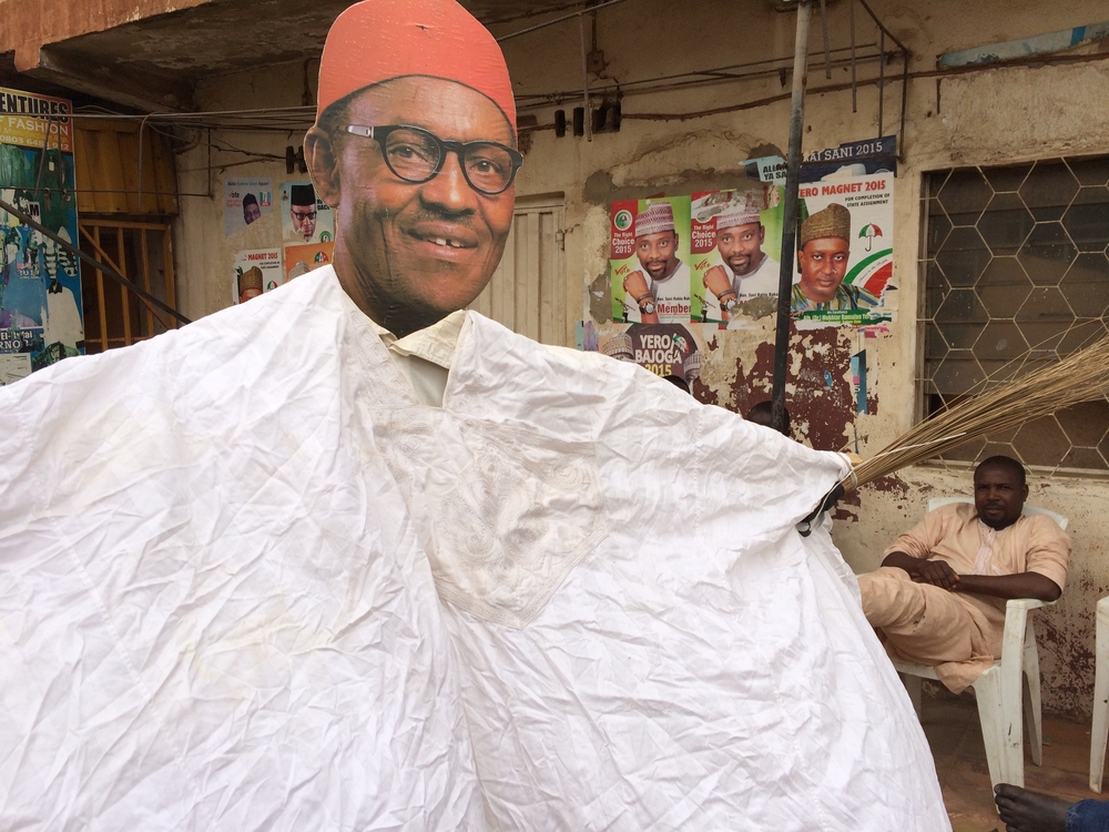 Nigerians the winners in tense election Mannequin of Muhammadu Buhari, Kaduna 31 March
