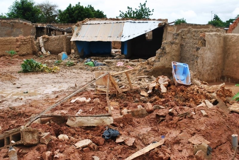 houses destroyed at Bissighin, a suburb in the north of Ouagadougou. Bissighin is a risky zone becas=use of the precarity of constructions and lack of sewerages. Latrines have collapsed in the area