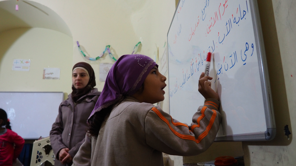 School’s out for Syrian children in Turkey Inside a free school for Syrians hosted within a mosque in Istanbul, a mentally disabled child is asked to solve some Arabic grammar exercises in front of her class