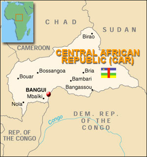Map of Central African Republic (CAR)
