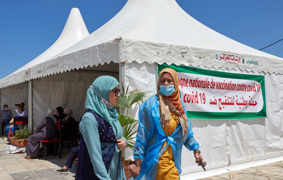 A public vaccination campaign in the Algerian capital of Algiers on 7 June 2021.