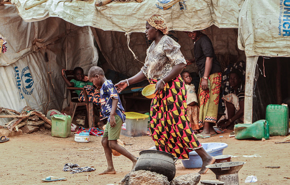 A camp for displaced people in Burkina Faso’s Centre-North region. More than 1.4 million people have been uprooted in the extremist-hit country. 