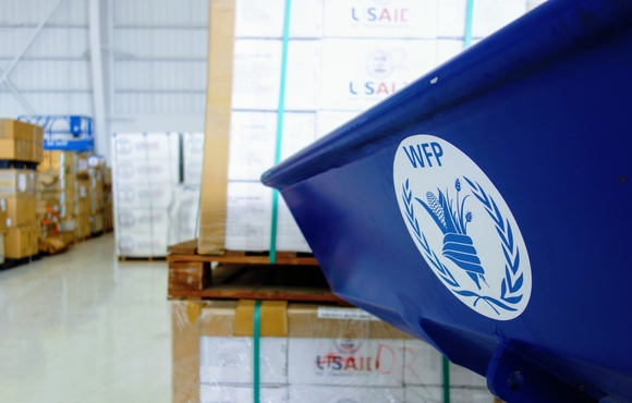 A WFP-managed warehouse at the airport in Antigua and Barbuda in 2017