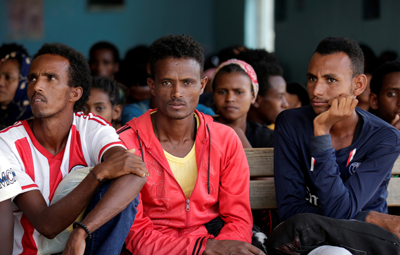 Newly arrived Eritrean refugees in Shire town