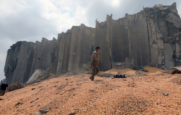 The damaged grain silo at Beirut's port