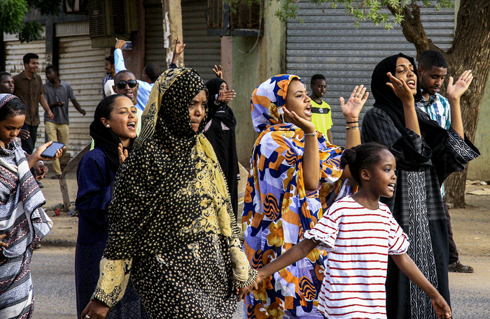 Photo of women at protests in Khartoum, Sudan