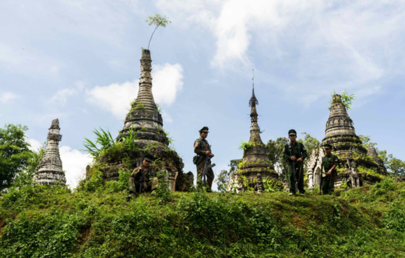 Soldiers with the Ta'ang National Liberation Army in Tosan village, Shan State 